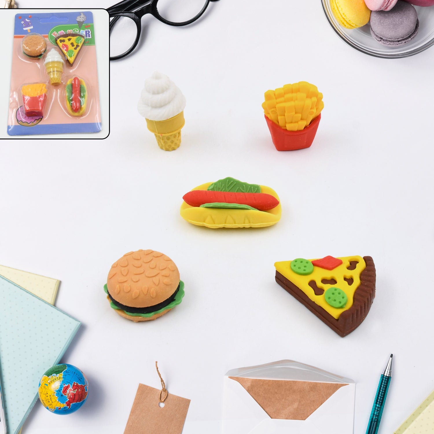 3D Food Fancy & Colorful Erasers – Cute Novelty Eraser Set for Kids & School Prize (1 Set / Mix Design & Color) 3D Food Fancy & Colorful Erasers – Cute Novelty Eraser Set for Kids & School Prize (1 Set / Mix Design & Color)